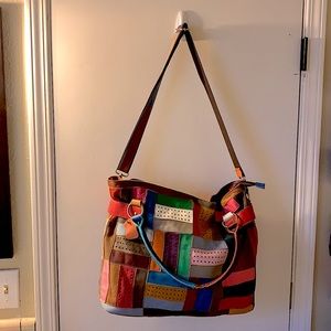 New Ameri-leather multi color satchel bag.